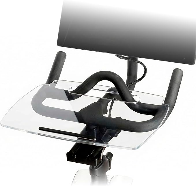 TFD The Tray Original for Peloton Bike Original Models, Angled Acrylic Desk Tray with Rubber Grip Insert for Laptop, Tablet, Phone, and Books, Work or Read While Riding, Clear Acrylic