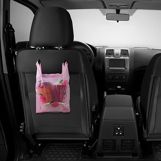 Car Trash Bag Hanging Disposable Car Garbage Bag Pack of 200 Small Auto Trash Bag for Car with 4 Hook for Car Kitchens Bedrooms Offices During Travel and Camping (Pink)