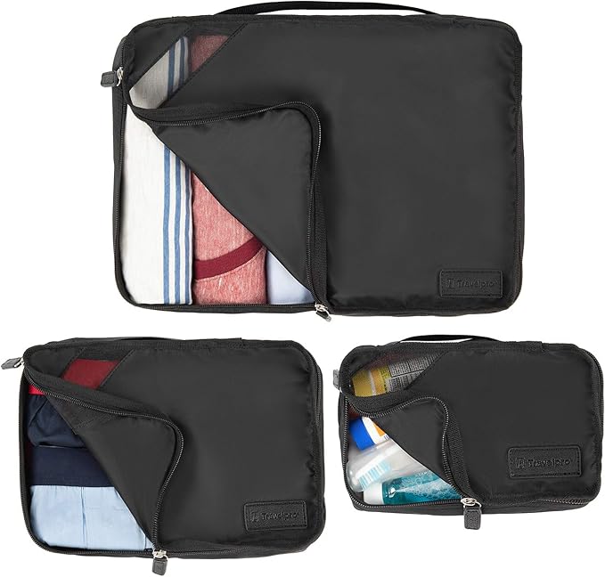 Travelpro Essentials-Packing Cubes, Black, 3-Pack (S/M/L)