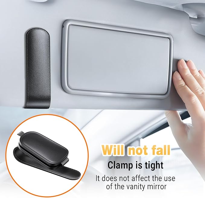 Coolpow 【2-Pack】 Magnetic Sunglasses Holder for Car Visor [Non Slip] Magnetic Glasses Car Holder, car Eyeglass Holder Leather Eyeglasses Clip Compatible with All Glasses
