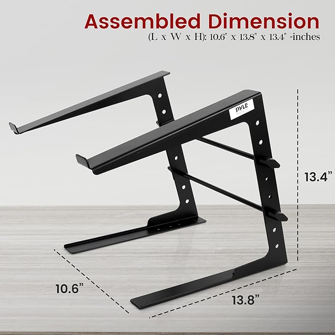 Pyle Universal Portable Laptop Desk Stand - 6.3 to 10.9 Inch Adjustable Standing Table Monitor Computer Desk Workstation Riser w/Level Height Alignment for DJ, PC, Gaming, Home or Office PLPTS25X2