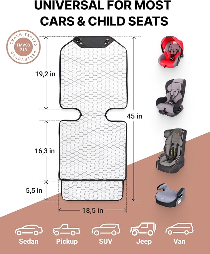 Owleys Premium Leather Car Seat Protector for Child Car Seat Cover from Dirt Scratches (White)