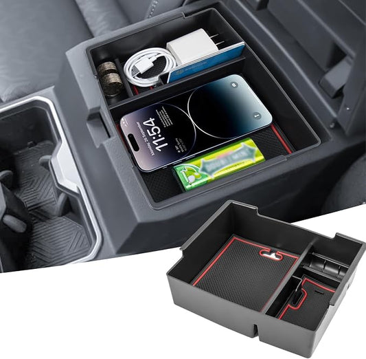 Center Console Organizer Compatible with 2024 2025 2026 Toyota Tacoma Console Armrest Storage Box Interior Insert Storage Tray Secondary Accessories(Red)