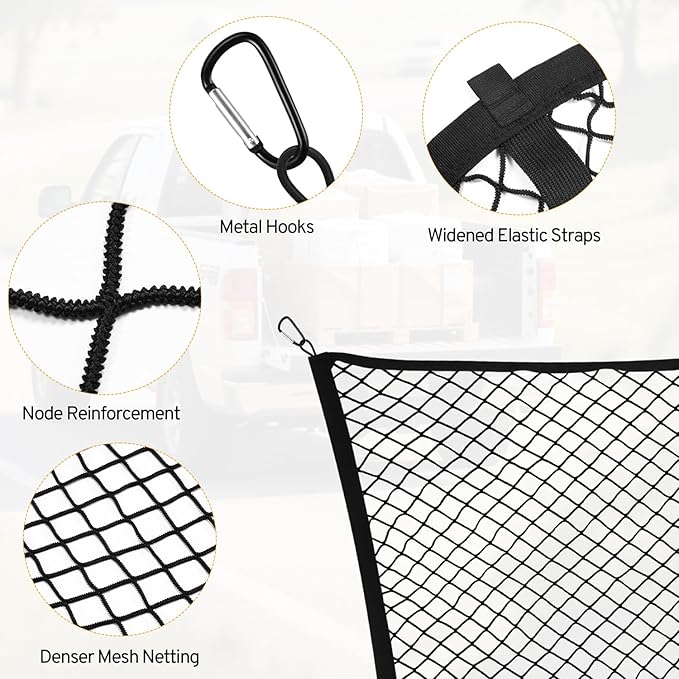Cargo Net for SUV Rear Trunk Bed Compatible with Mercedes Benz GLC 300 GLA GLB 250 GLE GLS 350 450 2000-2025 2026 Accessories Elastic Netting Cover Net Stretchable Mesh Organizer