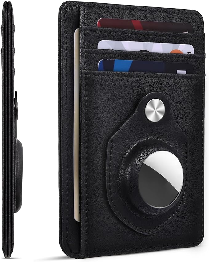 RUNBOX Slim Minimalist Front Pocket Air Tag Holder Wallet for Men, RFID Blocking Card Holder Mens Wallet Gifts for Men Dad