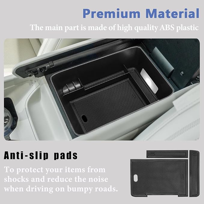 Center Console Organizer Tray Compatible with 2024 2025 2026 Hyundai Santa Fe Interior Storage Box Insert Secondary Accessories (Armrest storage tray)