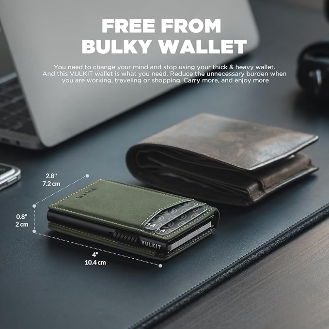 VULKIT Men's Slim Wallets Pop Up Card Holder RFID Blocking Metal Wallet Minimalist Design Holds Up to 11 Cards