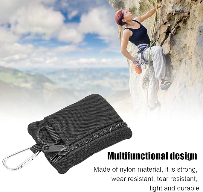 Mini Size EDC Utility Pouch Bags, Molle Pouch with Carabiner, EDC Pocket Organizer, Mini Molle Pouch Wallet for Biking Camping