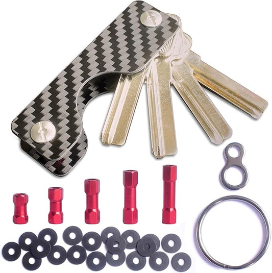 Leeuoe Carbon Fiber Key Organizer,Compact Key Holder,Minimalist Multikey Folding Keyholder(3-7 Keys)