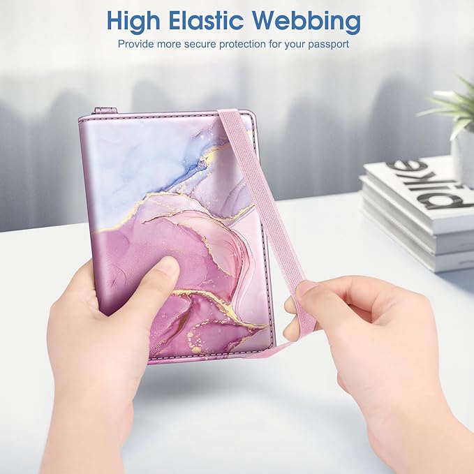 Fintie Passport Holder with Airtag Holder, Slim Travel Wallet RFID Blocking Passport Cover Protector Essentials with Credit Card Slots for Women/Men
