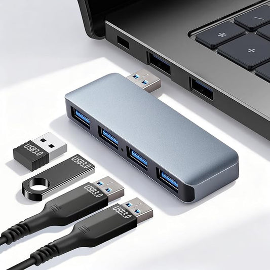 USB 3.0 Hub | Premium USB hub for Laptops Cable-Free Plug-and-Play Design, USB Splitter Seamlessly Integrated with Your Device Wide Compatibility with Laptops, Desktops and Most USB-Enabled Devices