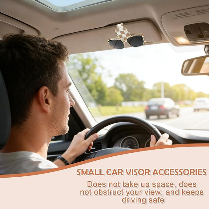 Sunglasses Holder for Car Visor - 2 Packs Boho Magnetic Leather Sunglasses Clip for Car Visor Sunglass Holder Ticket Card Hanger Clips Auto Interior Accessories for SUV Truck Women Men