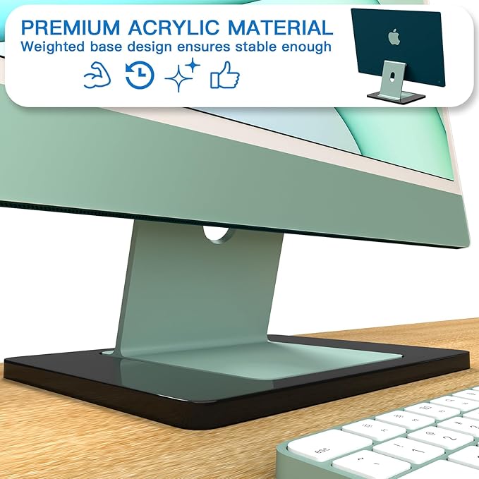 Acrylic Stand Base Widener for 24-inch iMac 2021-2024 M1/M3/M4 Chip - Stability Plate with Anti-Slip Design & Enhanced Support for iMac 24 inch (Black)