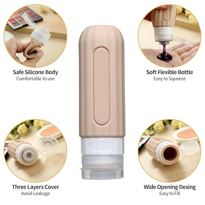 Mrsdry 16 Pack Travel Bottles Set for Toiletries, Leakproof Travel Containers for Toiletries TSA Approved Silicone Travel Accessories Squeezable Refillable 3oz for Shampoo Conditioner Lotion