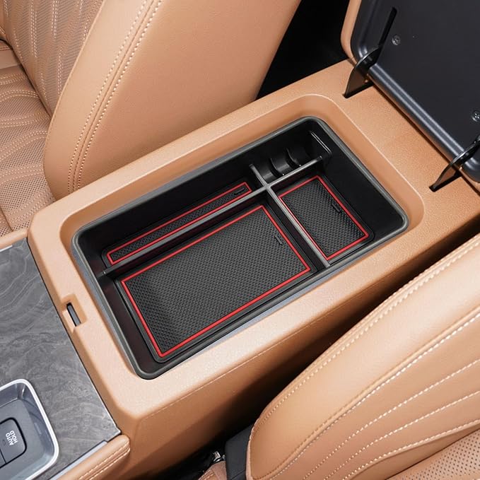 TACOBRO Center Console Organizer Compatible with Nissan Altima 2019 2021 2022 2023 2024 2025 2026 Accessories, Armrest Insert Tray with Coin Holder Keep Organized with Rubber Pad Red