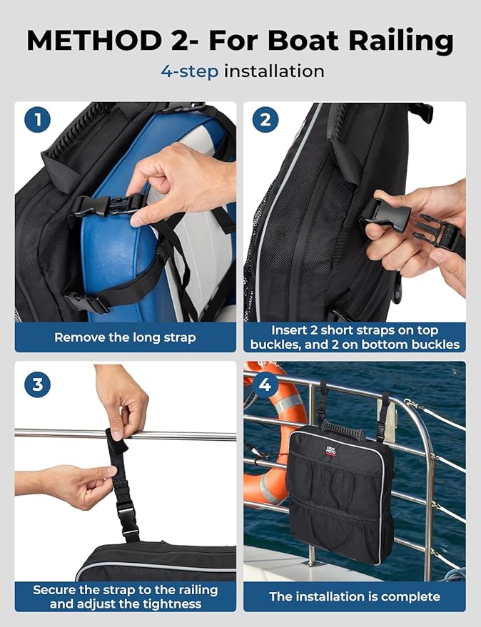 KEMIMOTO Boat Storage Bag, Boat Seat Backpack Boat Storage Organizer with Mesh Pockets, Waterproof Boat Backseat Storage Bag for Life Jacket, Swimsuit, and Other Boating Accessories