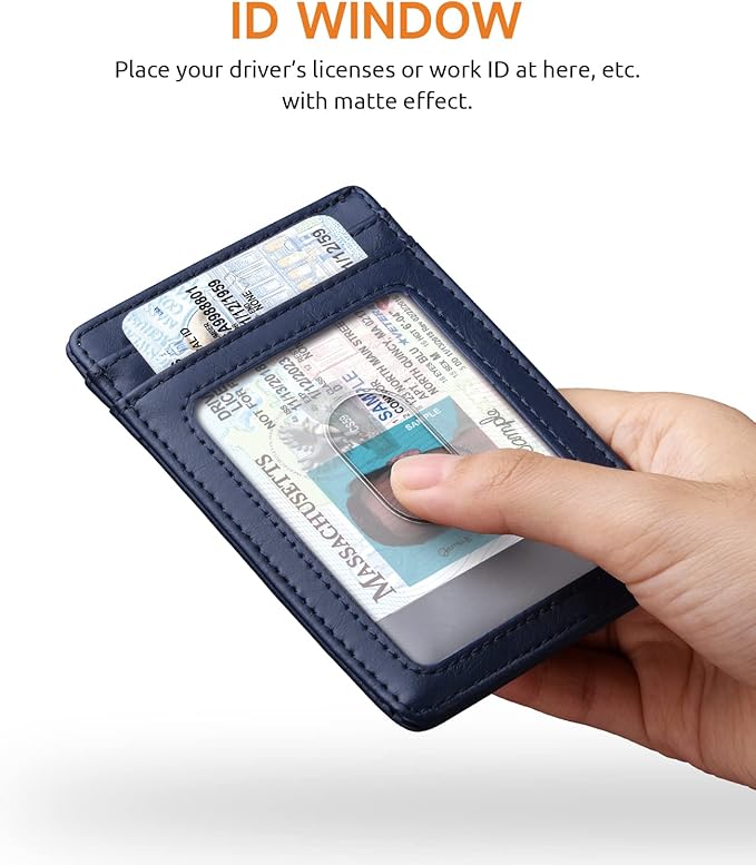 Buffway Mens Slim Wallet, Minimalist Thin Front Pocket Leather Credit Card Holder with RFID Blocking for Work Travel | Minimalist, Thin, Front Pocket, Credit Card Holder, RFID Blocking, for Work Travel