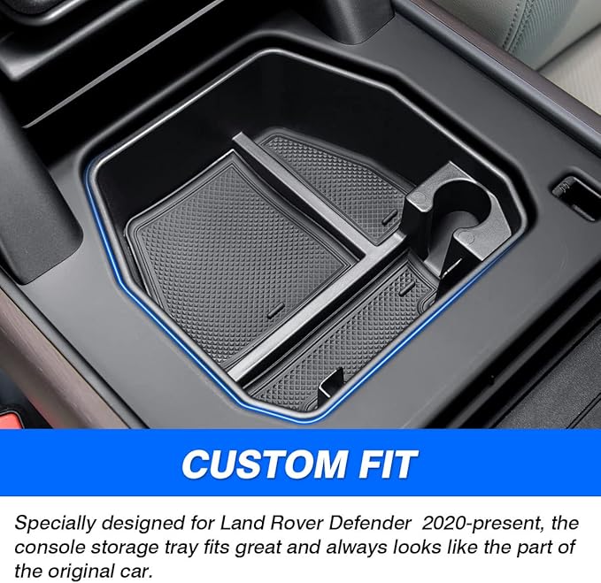 Karltys Center Console Organizer for 2020-2025 2026 Land Rover Defender 90 110 130 (NOT for Refrigerator Version), Defender Accessories Armrest Storage Box Middle Console ABS Insert Tray