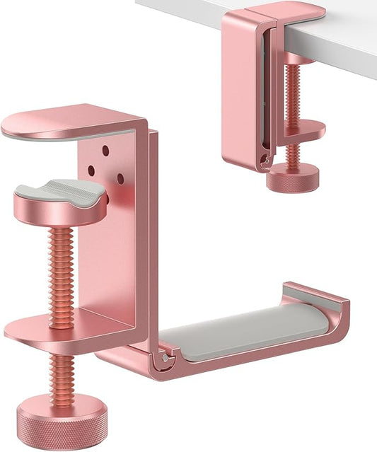 Foldable Headphone Stand and Hook ??Aluminum Headset Holder Clamp Mount Under Desk, Universal Fit for Gaming Headphones, Space-Saving Hanger Organizer