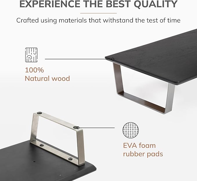 Anji Mountain Monitor Stand - Desktop Organizer & Laptop Riser, Ergonomic Monitor Riser, Space-Saving Monitor Stand for Desk, Durable Construction, Easy Assembly, Ideal for Home & Office,Black