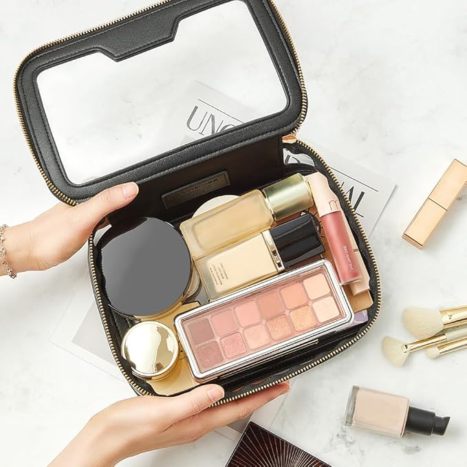 Camdeez ROWNYEON Clear Makeup Case Toiletry Bag Multipurpose Travel Makeup Train Case Portable Cosmetic Organizer Transparent Storage Bag
