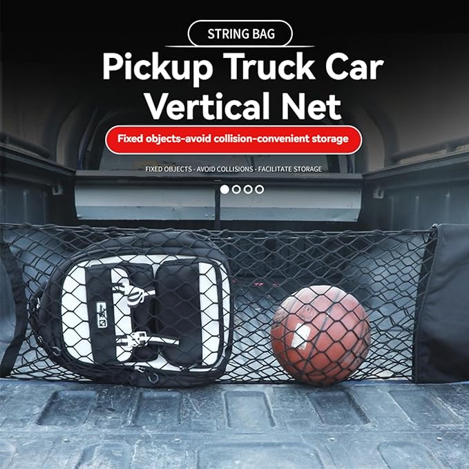 for Ford Maverick Envelope Style Truck Bed Cargo Net - Fits 2013-2024 2025 2026 Maverick Accessories Cargo Net for Pickup Truck Bed - Heavy Duty Carabiners
