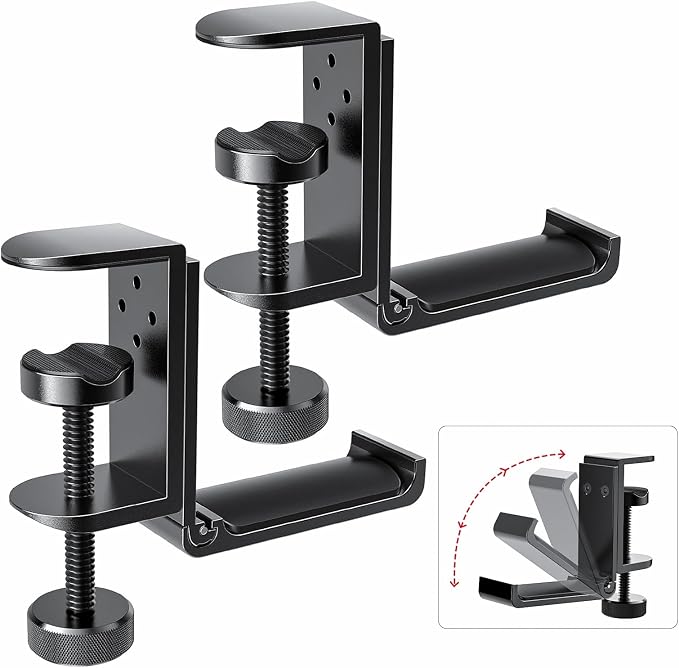 Headphone Stand Hanger Holder 2 Pack, Space-Saving Aluminum Soundbar Stand with Universal Fit for Gaming PC Accessories