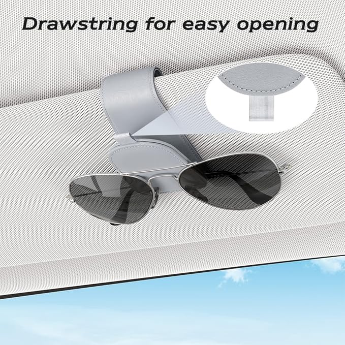 Sotfamily Sunglass Holder for Car Visor, Suede Cloth Magnetic Sunglass Organizer for Car Accessories, 2 Packs, Light Gray