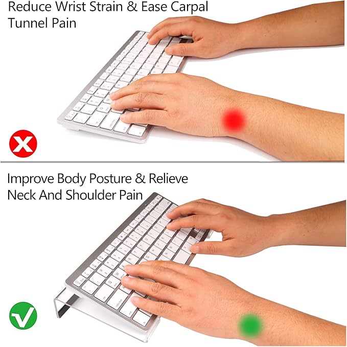 Small Computer Keyboard Stand, 11.8 x 5.1 Inch- Keyboard Tray for 78 Keys Keyboard, Acrylic Keyboard Riser Lift for Desk, keyboard Holder for Mini Computer Keyboard & Apple Magic Keyboard -Clear