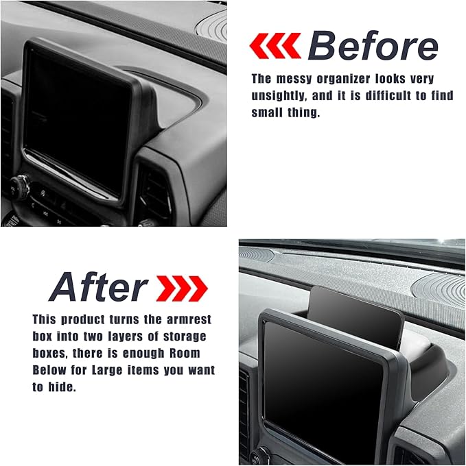 Center Console Dash Storage Tray Compatible with 2021 2022 2023 2024 Ford Bronco Sport CX430 Console Dashboard Organizer Box Phone Holder Insert Storage Tray Secondary Interior Accessories