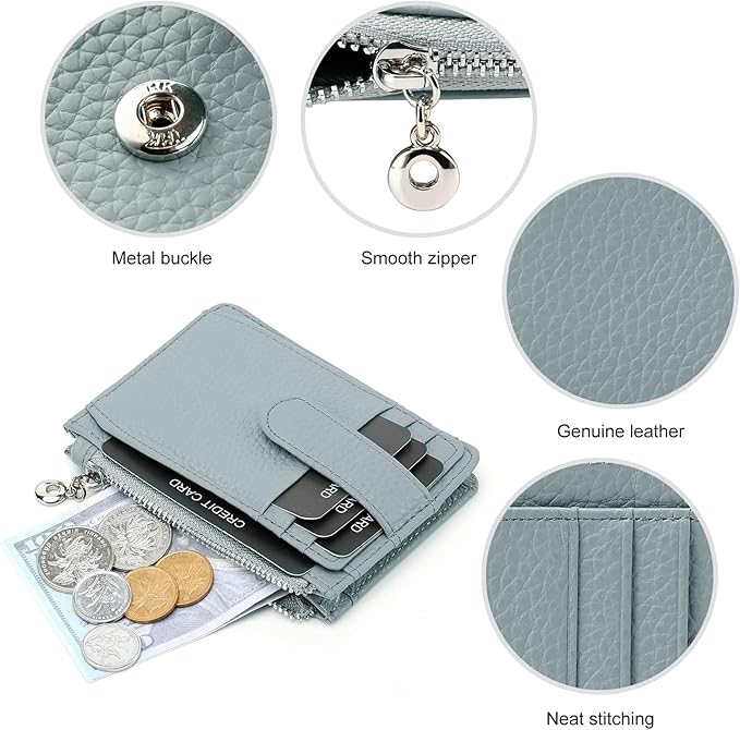 Slim Wallet for Women Genuine Leather Card Holder Thin Womens RFID Blocking Small Wallets
