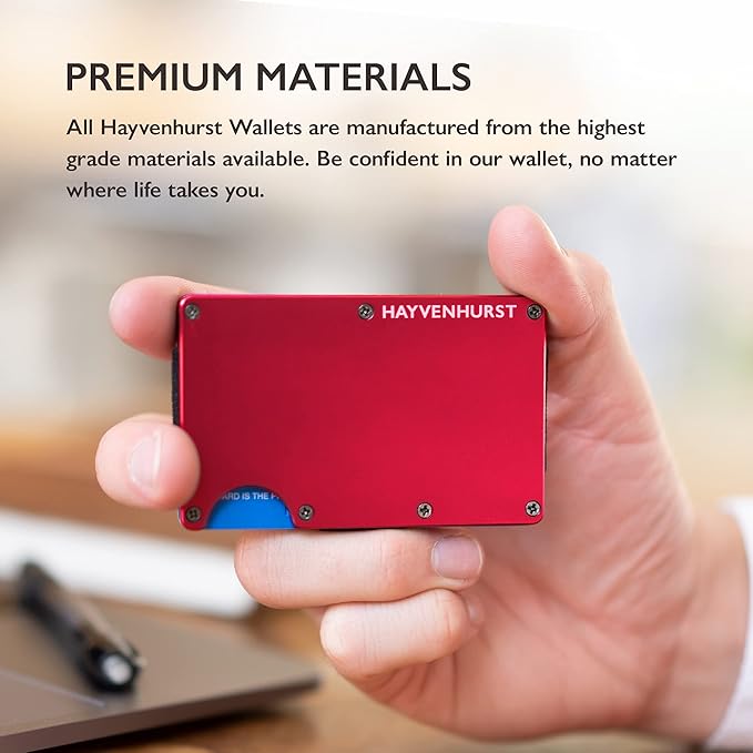 Hayvenhurst Wallet for Men - Slim RFID Blocking Metal Wallet with Money Clip, Minimalist Front Pocket Credit Card Holder, Small Mens Wallet