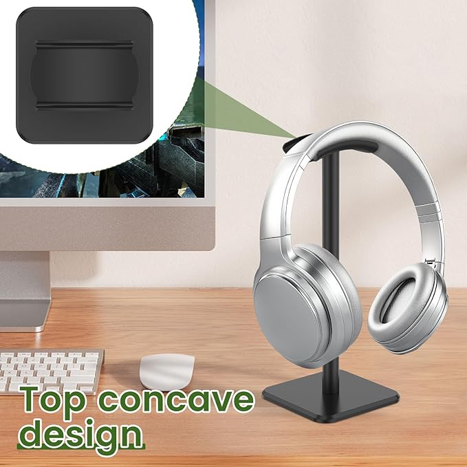Headphone Stand, Detachable Headphone Holder, Universal Gaming Headset Holder, Space Saving Headset Stand for Desk, Headphone Holder Stand for Most Wired and Wireless Headphones (Black)
