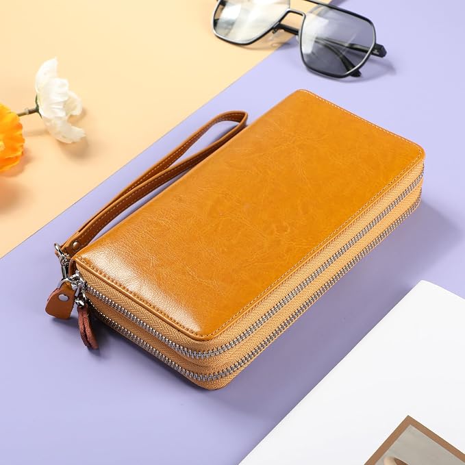 Lavemi Small Compact Women Wallet RFID Blocking Genuine Leather Bifold Purse with ID Windows