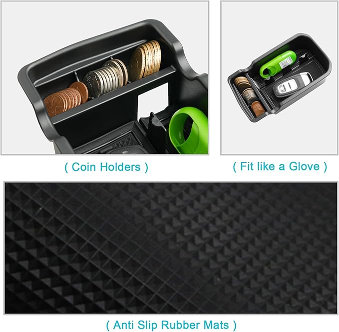CDEFG Center Console Accessory Organizer Compatible with 2017 2018 2019 2020 2021 Compass, ABS Material Armrest Box Insert Tray Glove Secondary Storage Box (Black)
