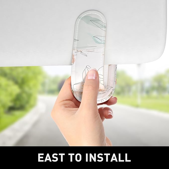 Sunglasses Holder for Car Visor, Magnetic Leather Car Sunglass Holder, Car Sun Visor Glasses Hanger Clip, Car Interior Accessories for Women Men, Fits All Size Eyeglasses