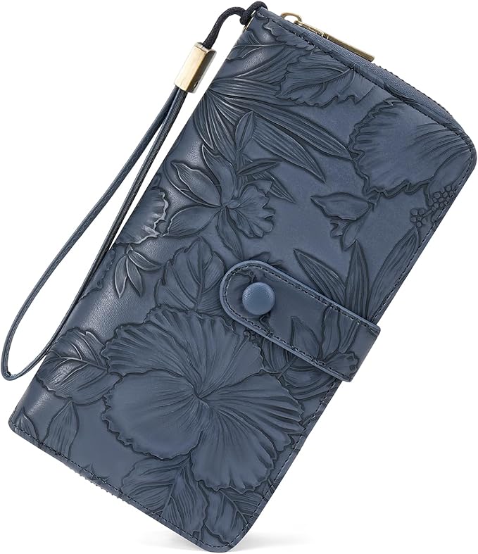 SENDEFN Women's Credit Card Holder RFID Blocking Zip Around Leather Wallet Large Capacity Long Purse with Wristlet