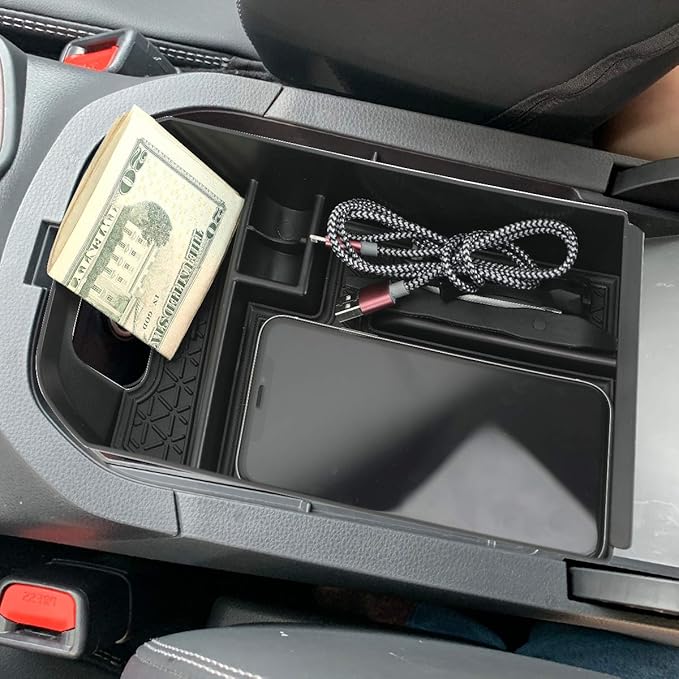 D-Lumina RAV-4 Center Console Organizer - Compatible with Toyota RAV4 2019 2020 2021 2022 2023 2024 2025 - Armrest Secondary Storage Tray, w/Black Anti-Dust Mats