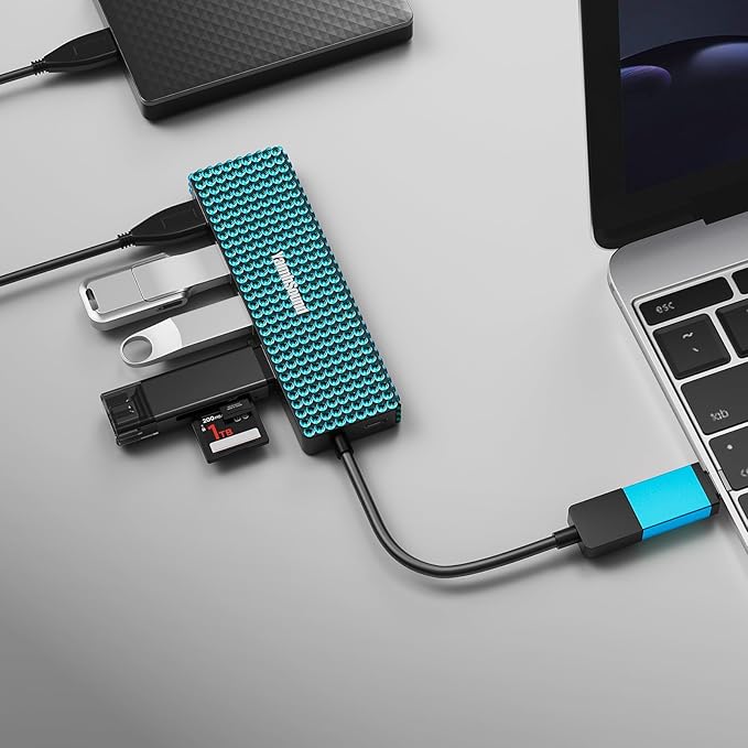 USB Splitter 1 in 2 Out, USB 3.0 Splitter Multiple USB, YaimhSound USB Extension Hub for Laptop/PC/Mac Pro/MacBook/Flash Drive, SSD,Gaming (Blue)