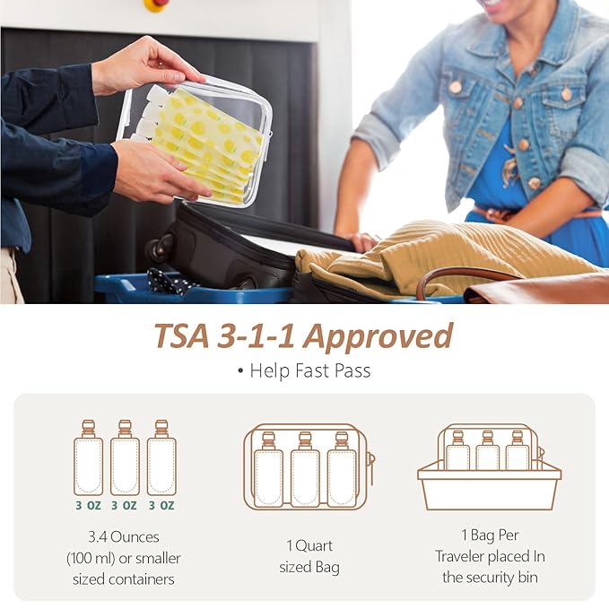 PACKISM 13 Pack Travel Pouches for Toiletries, 3 oz TSA Approved Liquid Containers, Leak Proof Squeeze Bags for Cruise & Camping, Space Saving Refillable Carriers, Brilliant Yellow Lemon