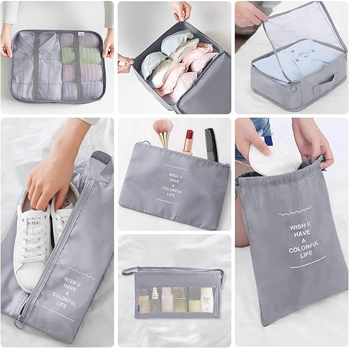 Packing Cubes for Travel-10 Set Luggage Organizer Bags for Family, Mesh Breathable Packing Cubes for Suitcases Durable Travel Essentials Bags Set