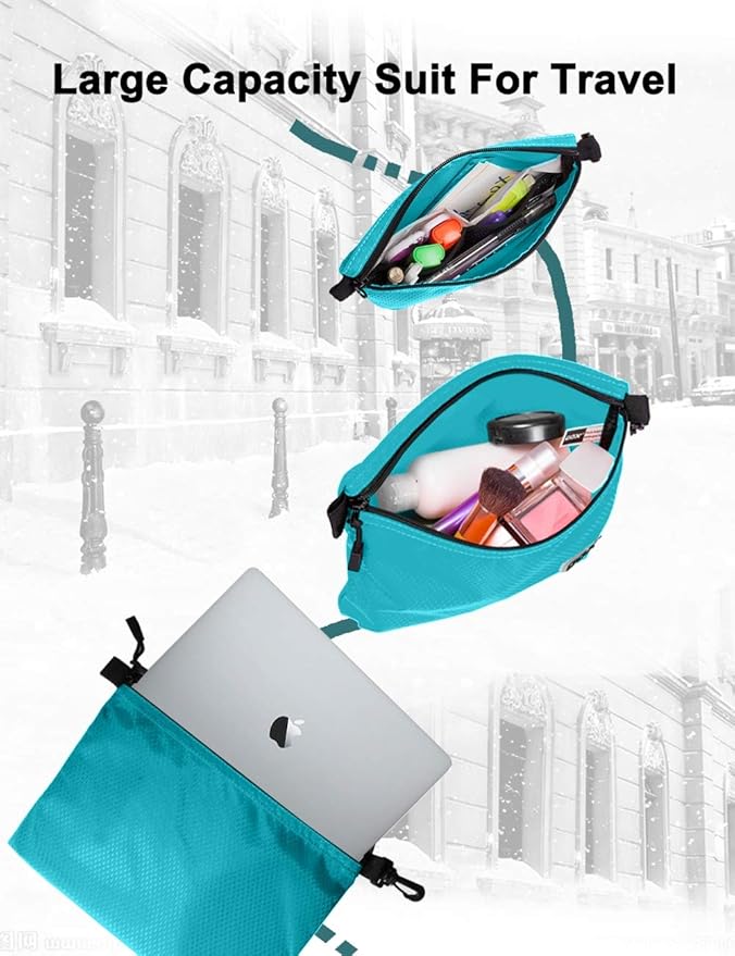 GOX 3 Pack Travel Toiletry Bag for Men Carry On Packing Organizer Zipper Pouch Portable Cosmetic Pouch Accessory Document Electronics (Blue)