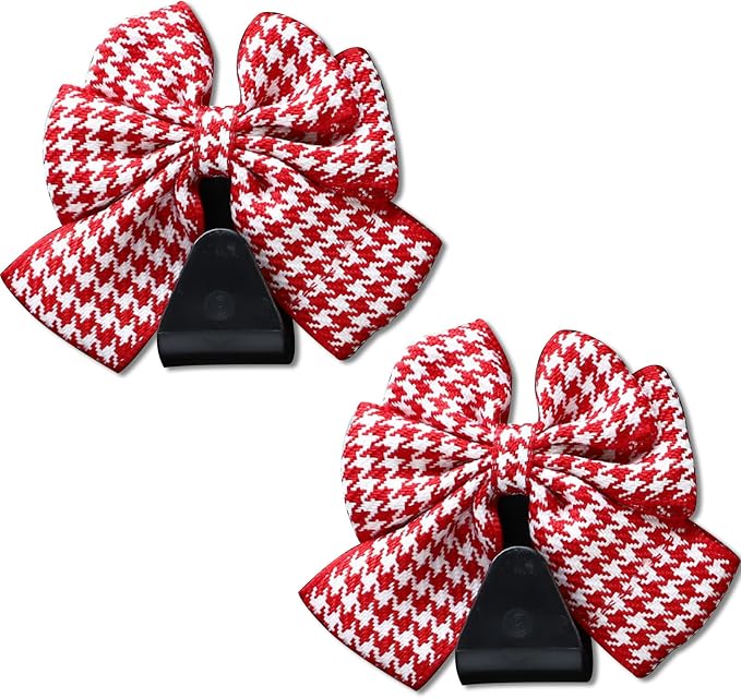 2PCS Car Seat Headrest Hooks, Cute Bow Vehicle Rear Seat Bracket Hook for Purses and Bags, Automotive Purse Hook Hanger, Universal for SUV, Sedan, Truck (Red)