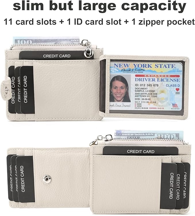 Slim Wallet for Women Genuine Leather Card Holder Thin Womens RFID Blocking Small Wallets