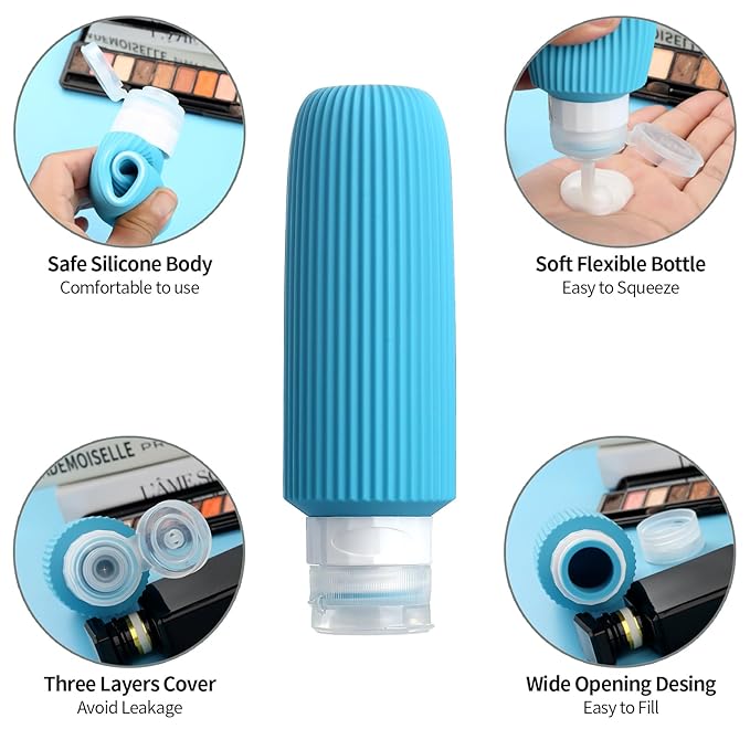 Mrsdry 16 Pack Travel Bottles for Toiletries, Large 6oz Silicone Travel Containers, Leak Proof Refillable Liquid Shampoo And Conditioner Travel Essentials