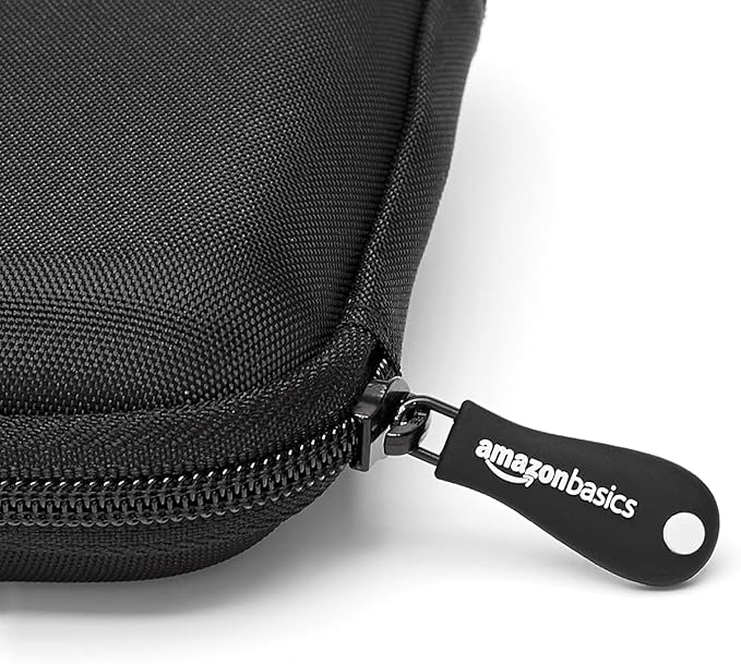 Amazon Basics Portable External Hard Drive Carrying Case with Mesh Storage, Protection, Secure Strap, Black