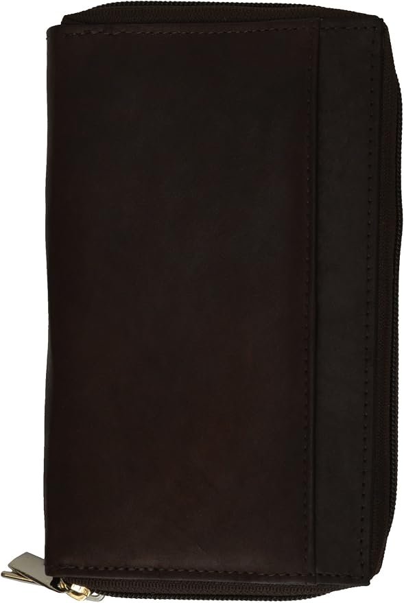 MARSHAL Genuine Leather Double Zipper Clutch Checkbook Wallet for Women #4575CF
