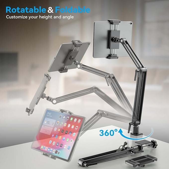 Jakeko Magnetic Portable Monitor Stand 15.6" - up to 16" 18.5" 22 inch Tablet Holder for iPad VESA Mount 75mm for Desk Adjustable Foldable 360° Swivel (Up to 16.5'')