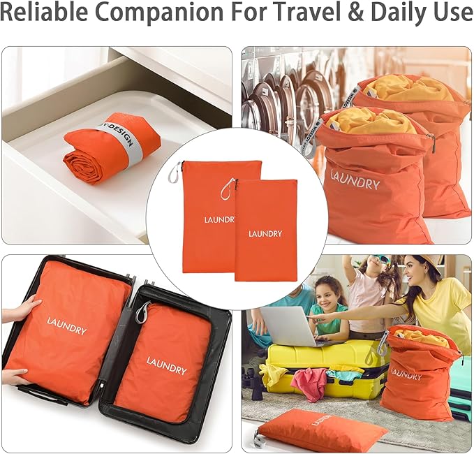 WiseBoy 2-Pack Travel Laundry Bags | Washable Wet Dry Bags for Gym | Odor-Resistant Dirty Clothes Organizer | Waterproof Swimsuit & Workout Gear Pouch with Heavy-Duty Zipper