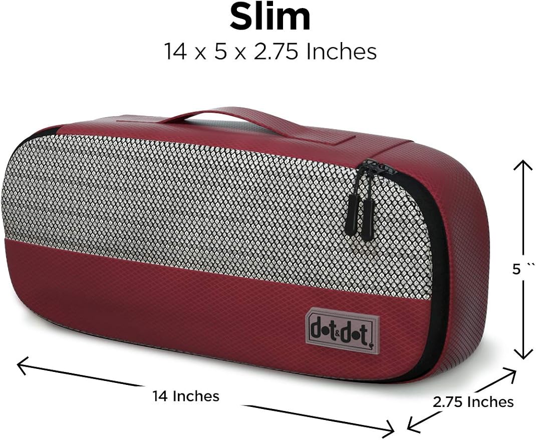 Dot&Dot Slim Packing Cubes for Travel 5pc Set - Narrow Suitcase Luggage Organizer Bags - Thin Travel Essentials for Backpacks - Lightweight Packing Organizers (Non-Compression)